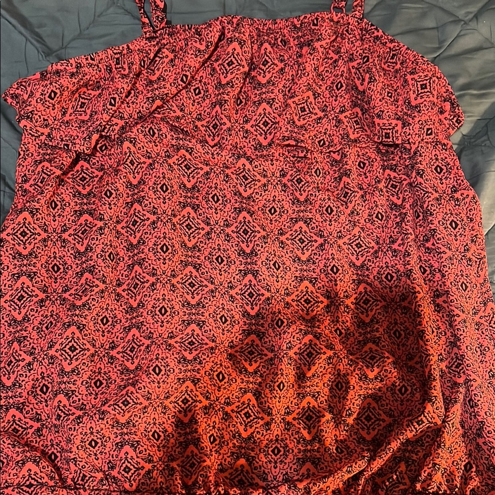 Torrid Red and Black Smocked Camisole Sleeveless Top - Picture 2 of 7